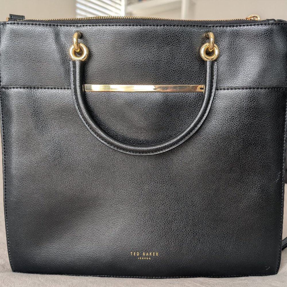 Ted Baker Maureen Black Leather Purse Handbag Crossbody with Gold Hardware